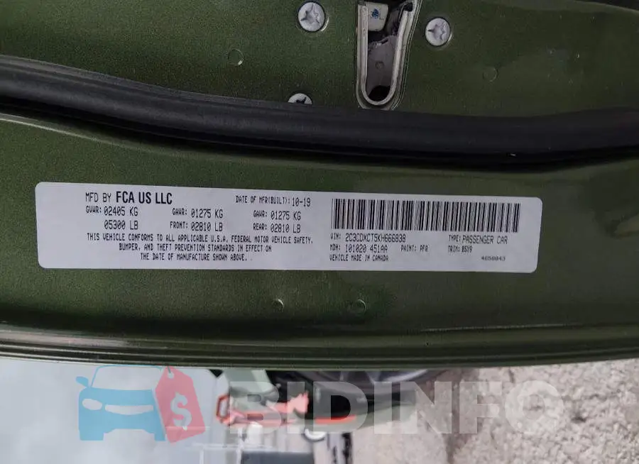 2C3CDXCT5KH666838 Photo# 9
