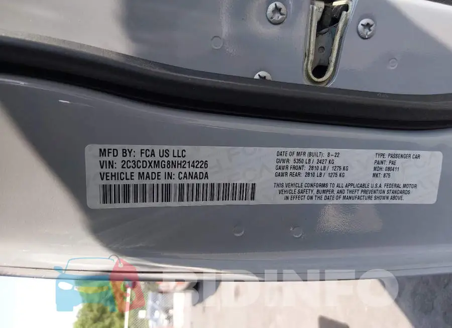 2C3CDXMG8NH214226 Photo# 9