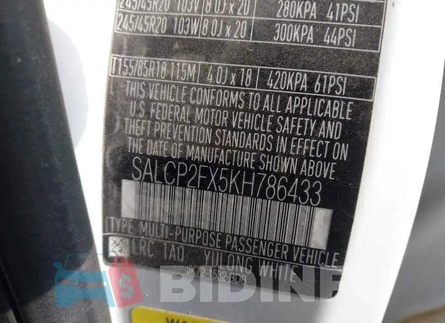 SALCP2FX5KH786433 Photo# 9