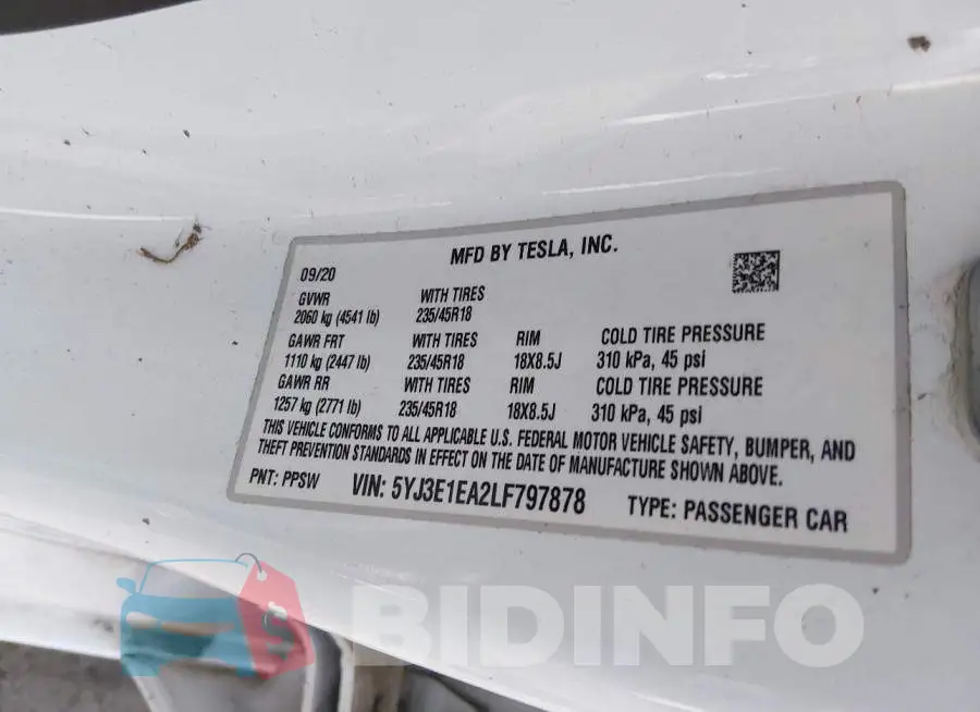 5YJ3E1EA2LF797878 Photo# 9
