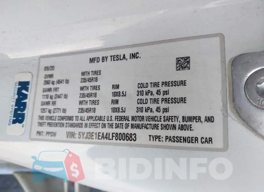 5YJ3E1EA4LF800683 Photo# 9
