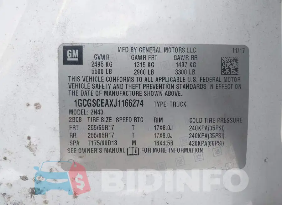1GCGSCEAXJ1166274 Photo# 9