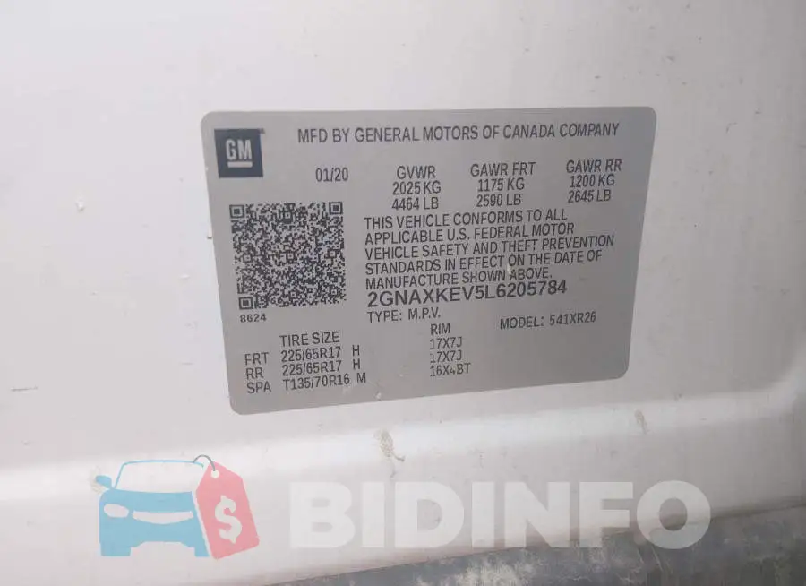 2GNAXKEV5L6205784 Photo# 9