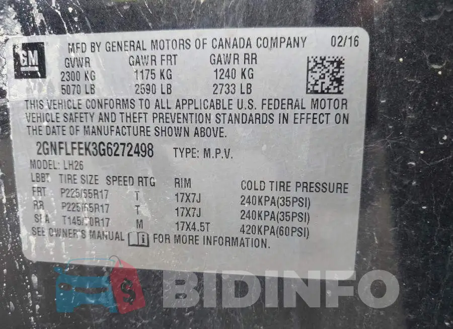 2GNFLFEK3G6272498 Photo# 9