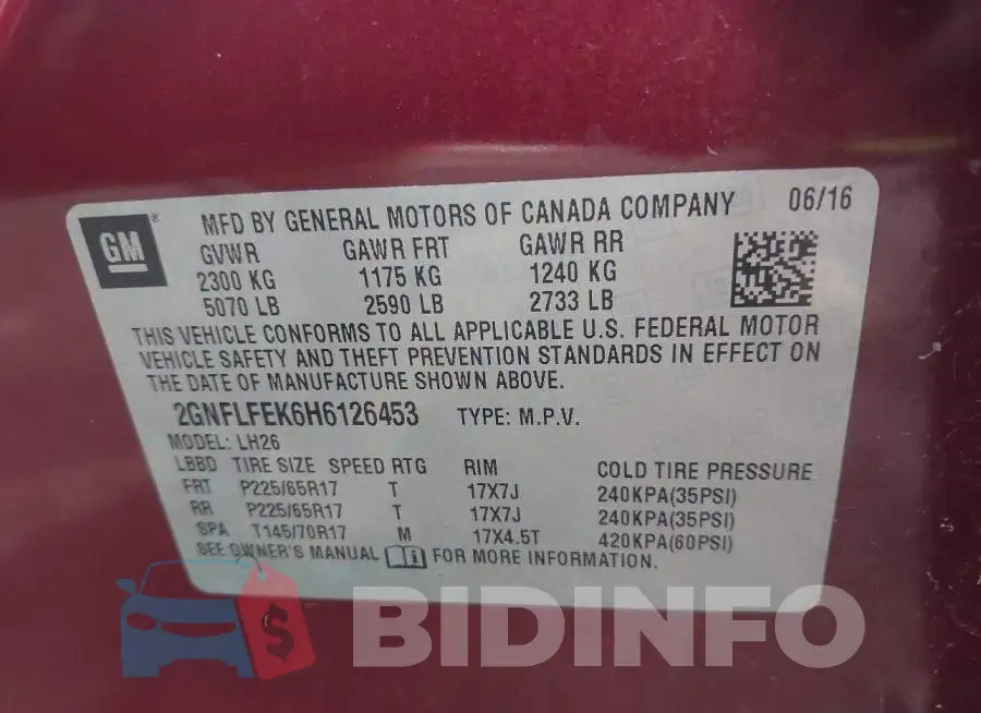 2GNFLFEK6H6126453 Photo# 9