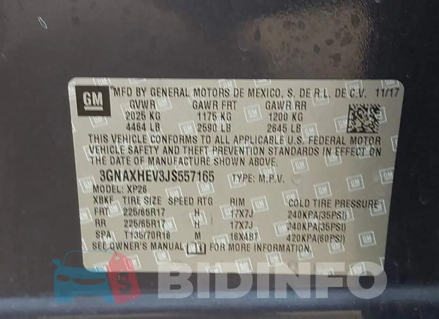 3GNAXHEV3JS557165 Photo# 9