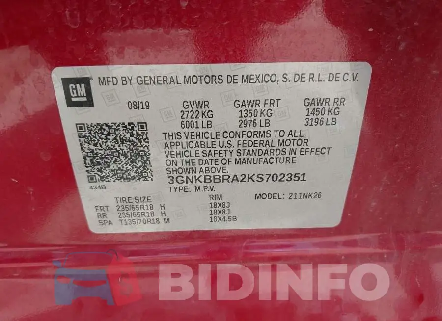 3GNKBBRA2KS702351 Photo# 9