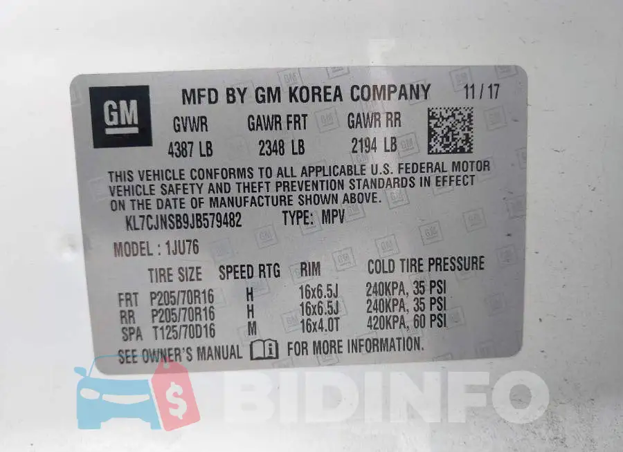 KL7CJNSB9JB579482 Photo# 9
