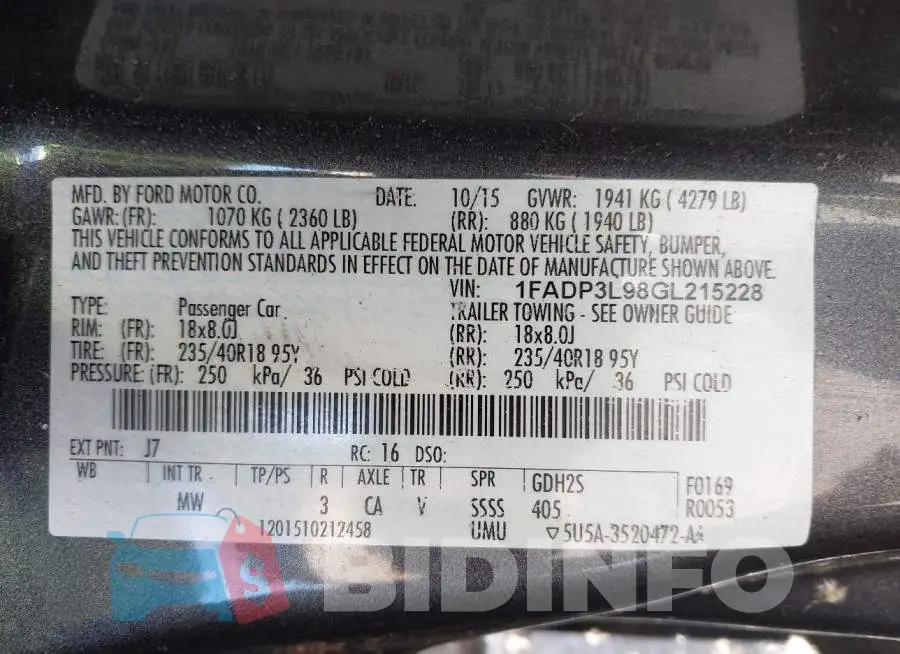 1FADP3L98GL215228 Photo# 9