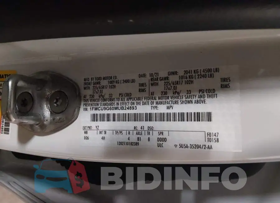 1FMCU9G60MUB24893 Photo# 9
