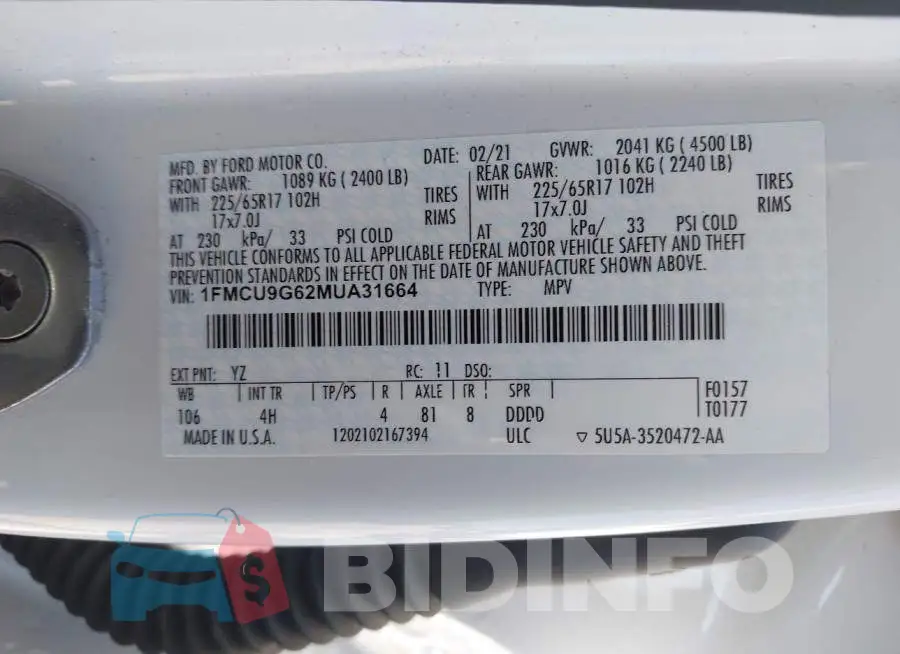 1FMCU9G62MUA31664 Photo# 9