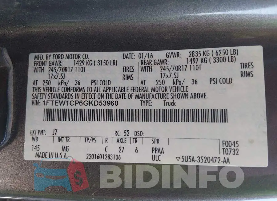 1FTEW1CP6GKD53960 Photo# 9