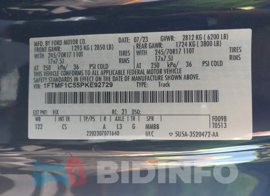 1FTMF1C55PKE92729 Photo# 9