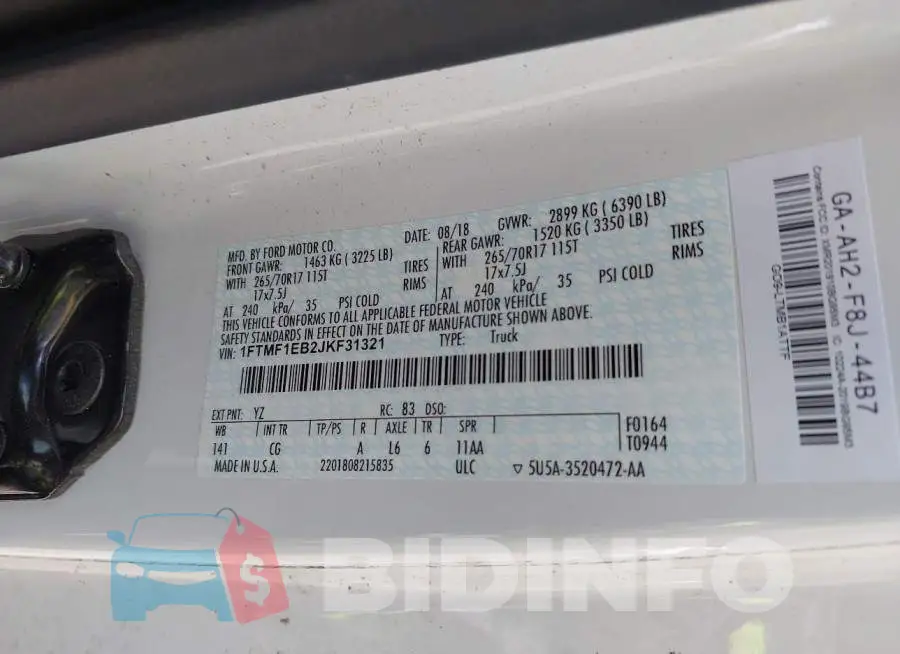 1FTMF1EB2JKF31321 Photo# 9