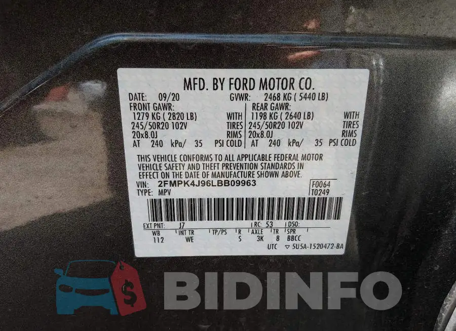 2FMPK4J96LBB09963 Photo# 9