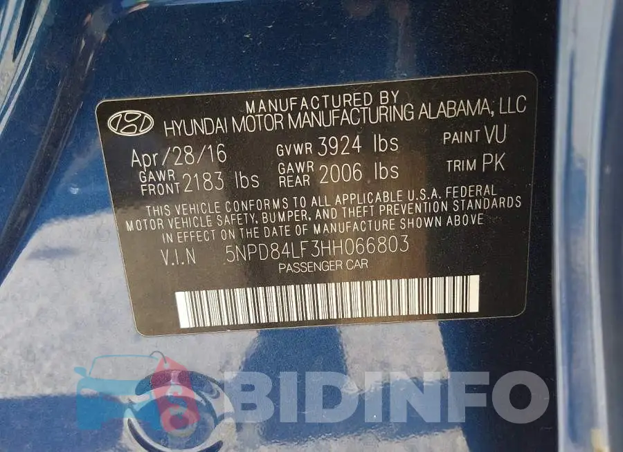 5NPD84LF3HH066803 Photo# 9