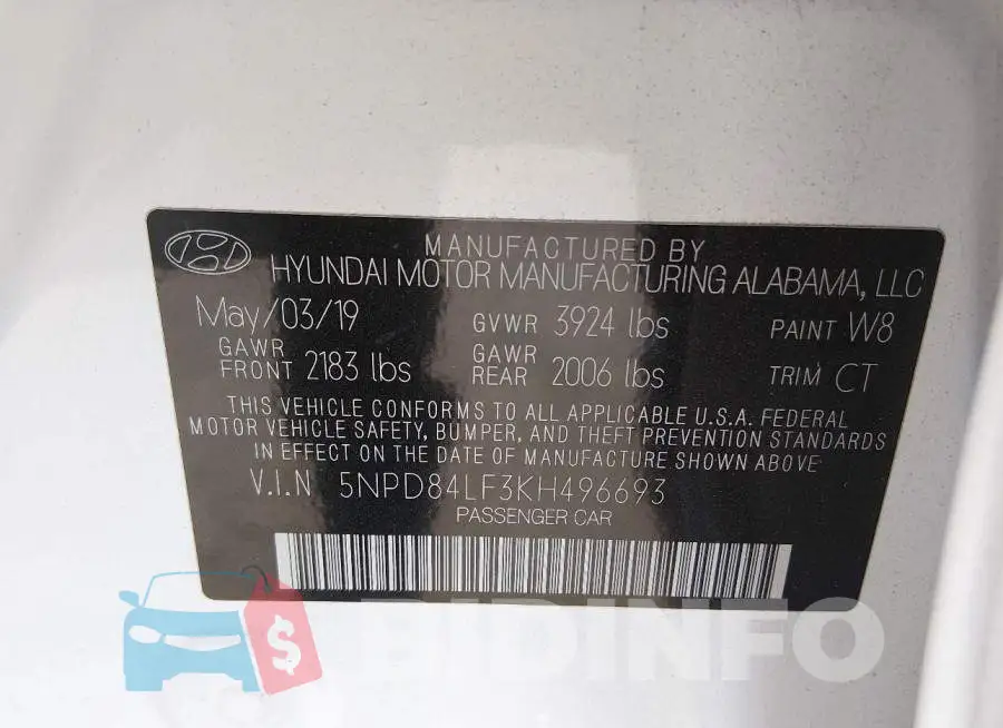 5NPD84LF3KH496693 Photo# 9