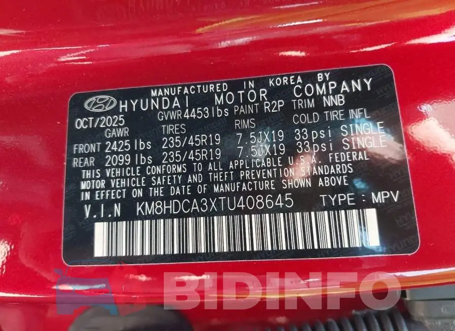 KM8HDCA3XTU408645 Photo# 9