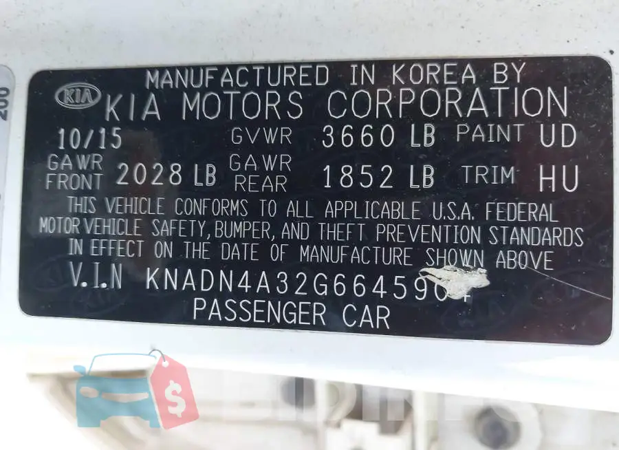KNADN4A32G6645904 Photo# 9