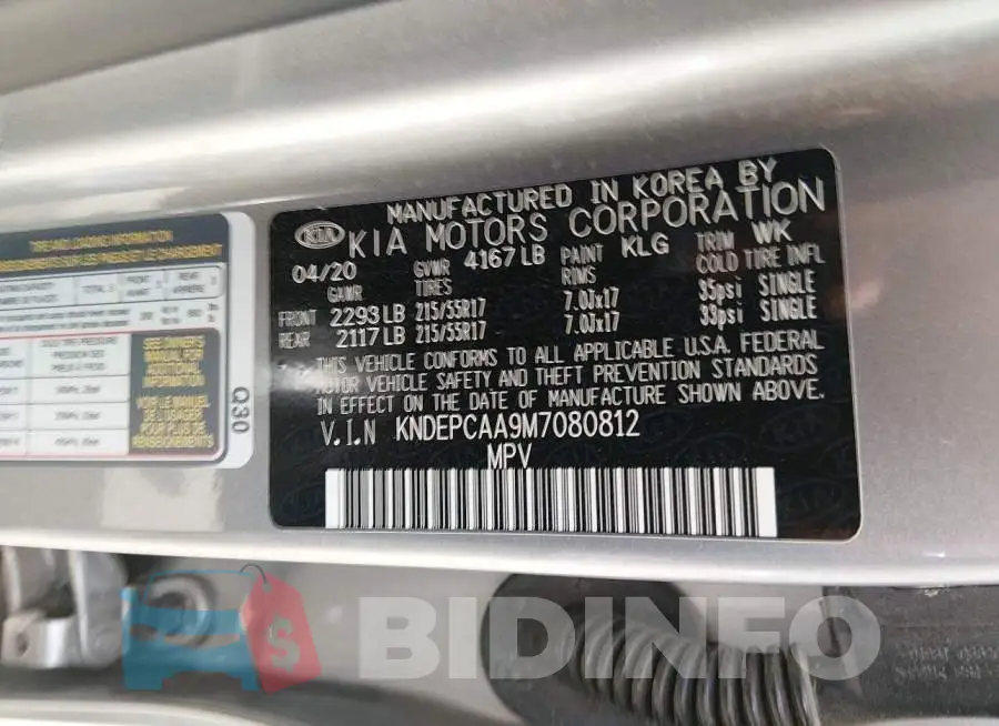 KNDEPCAA9M7080812 Photo# 9