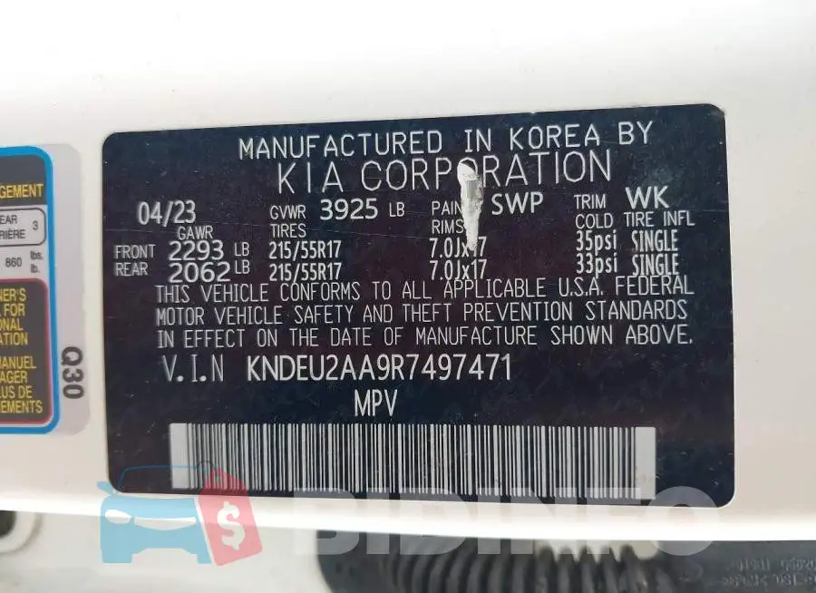KNDEU2AA9R7497471 Photo# 9