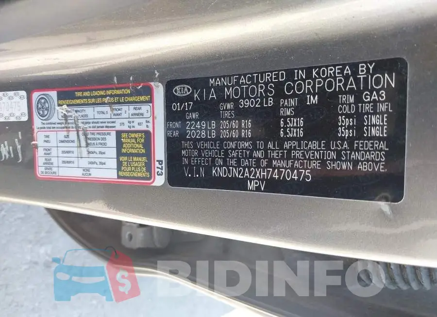 KNDJN2A2XH7470475 Photo# 9