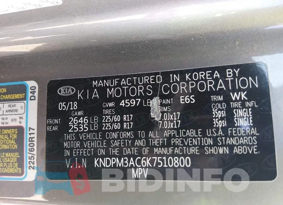KNDPM3AC6K7510800 Photo# 9