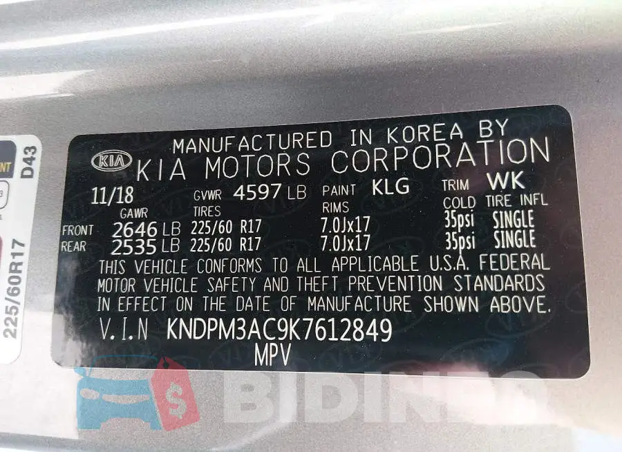 KNDPM3AC9K7612849 Photo# 9