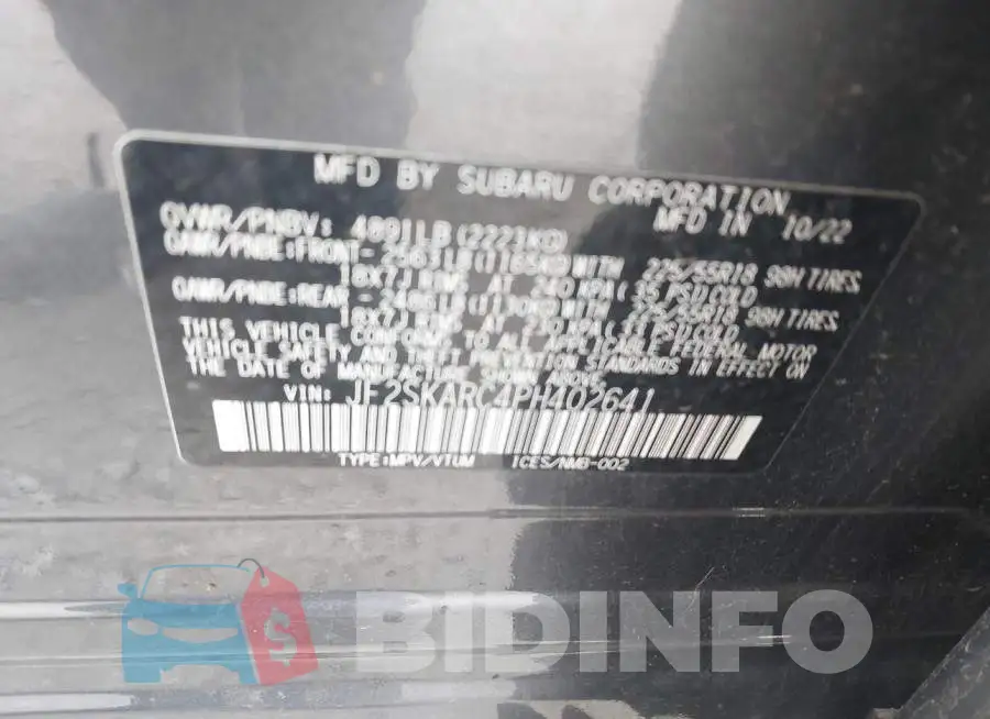 JF2SKARC4PH402641 Photo# 9
