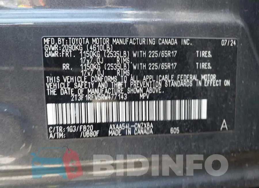 2T3F1RFV5RW477143 Photo# 9