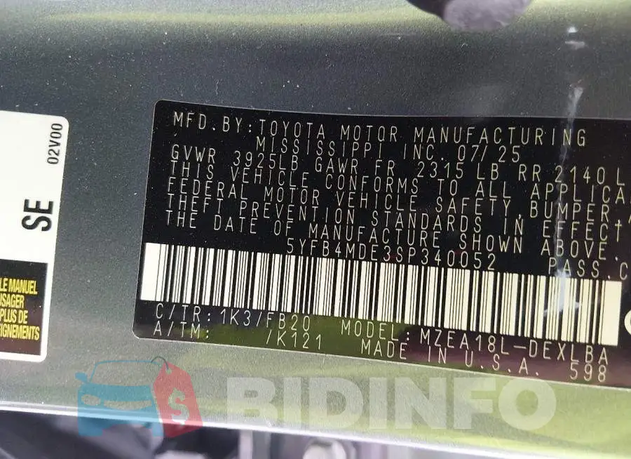 5YFB4MDE3SP340052 Photo# 9