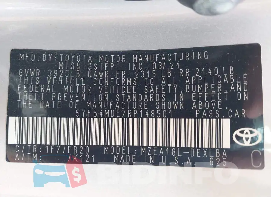 5YFB4MDE7RP148501 Photo# 9
