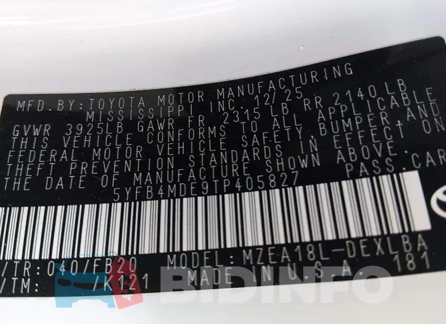 5YFB4MDE9TP405827 Photo# 9
