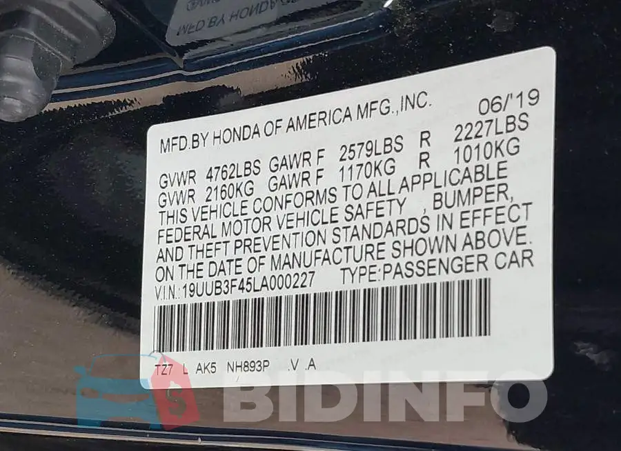 19UUB3F45LA000227 Photo# 9