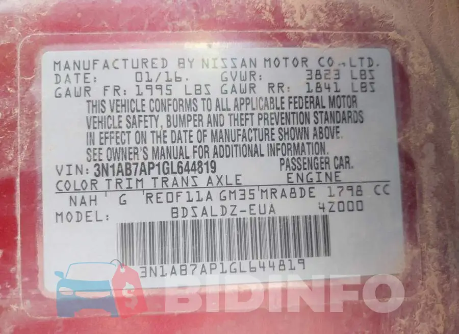 3N1AB7AP1GL644819 Photo# 9