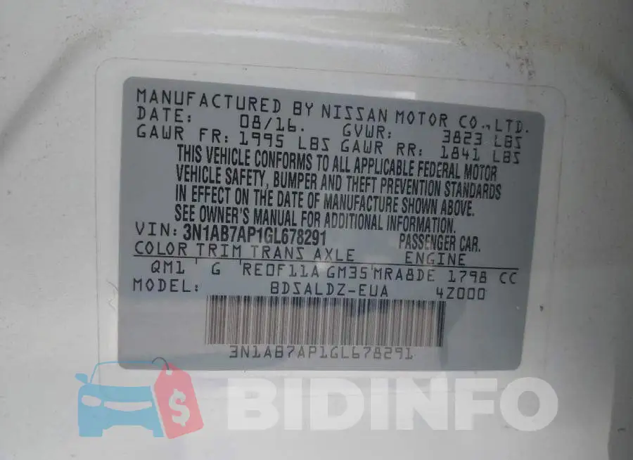 3N1AB7AP1GL678291 Photo# 9