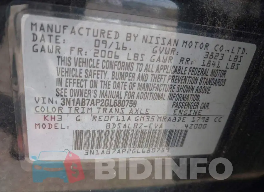 3N1AB7AP2GL680759 Photo# 9