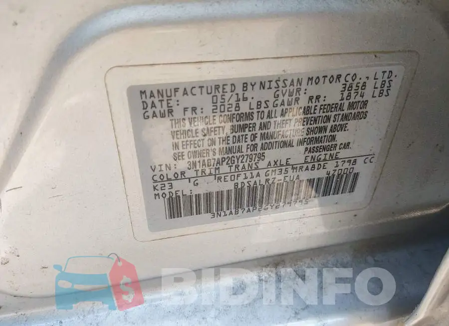3N1AB7AP2GY279795 Photo# 9