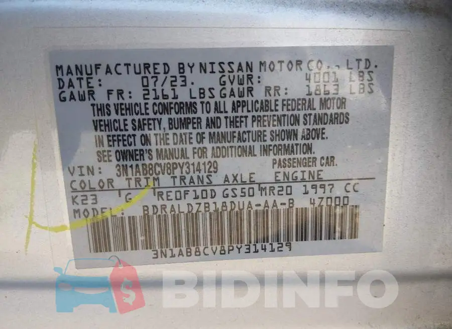 3N1AB8CV8PY314129 Photo# 9