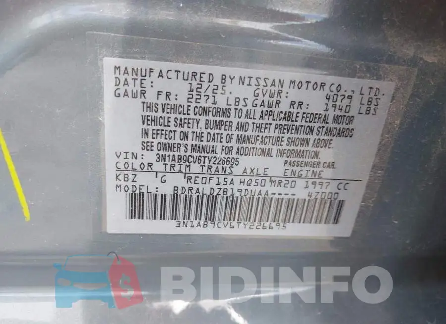 3N1AB9CV6TY226695 Photo# 9