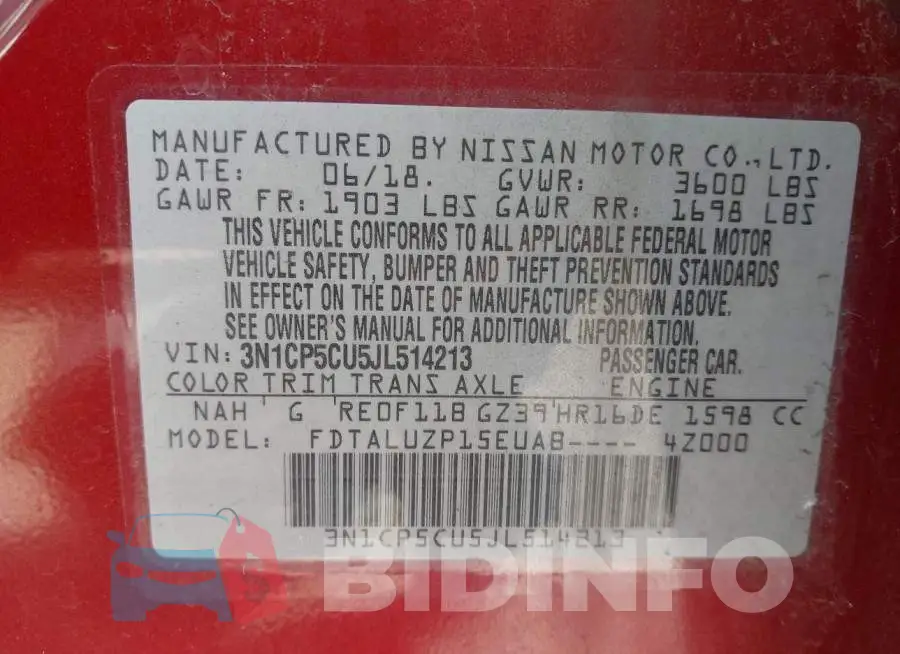 3N1CP5CU5JL514213 Photo# 9