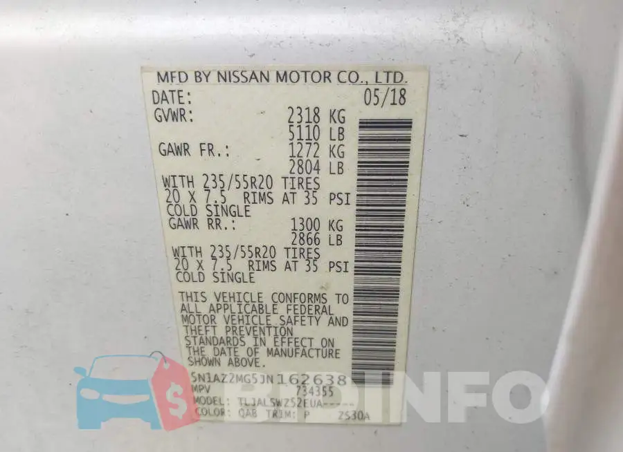 5N1AZ2MG5JN162638 Photo# 9