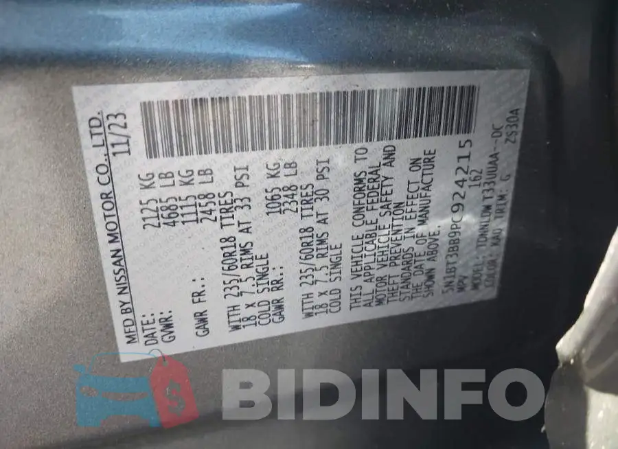 5N1BT3BB9PC924215 Photo# 9