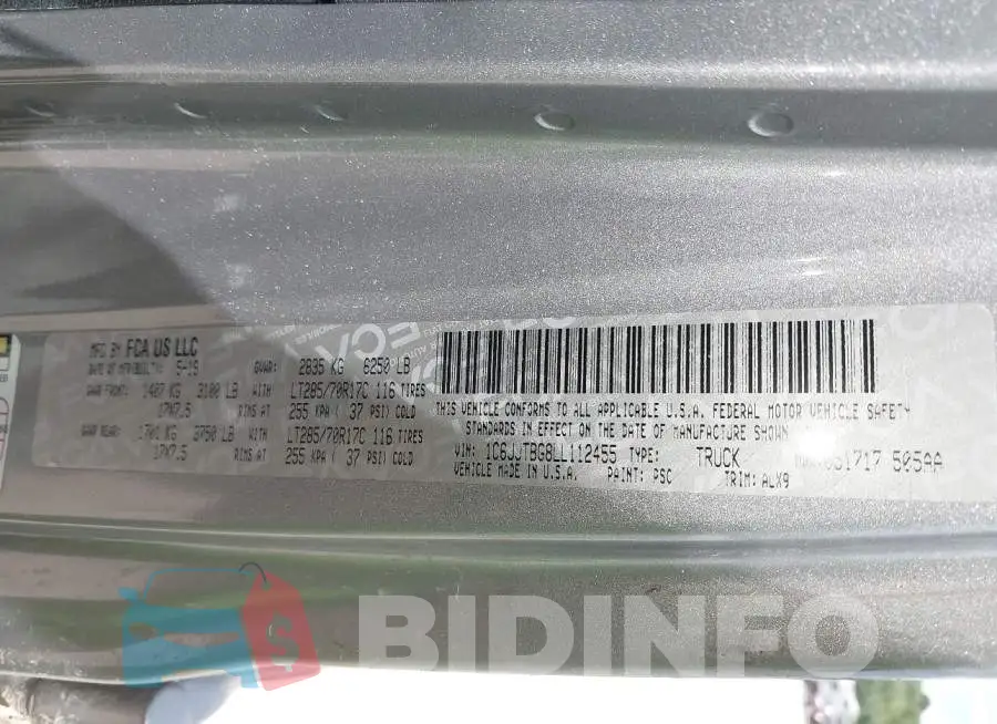 1C6JJTBG8LL112455 Photo# 9