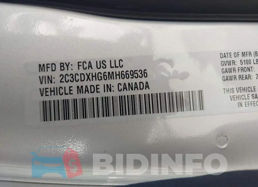 2C3CDXHG6MH669536 Photo# 9