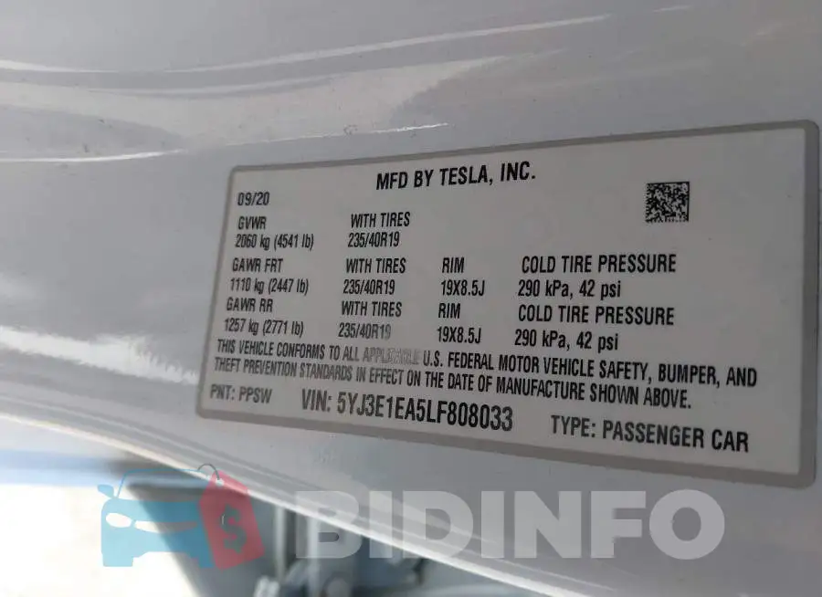 5YJ3E1EA5LF808033 Photo# 9