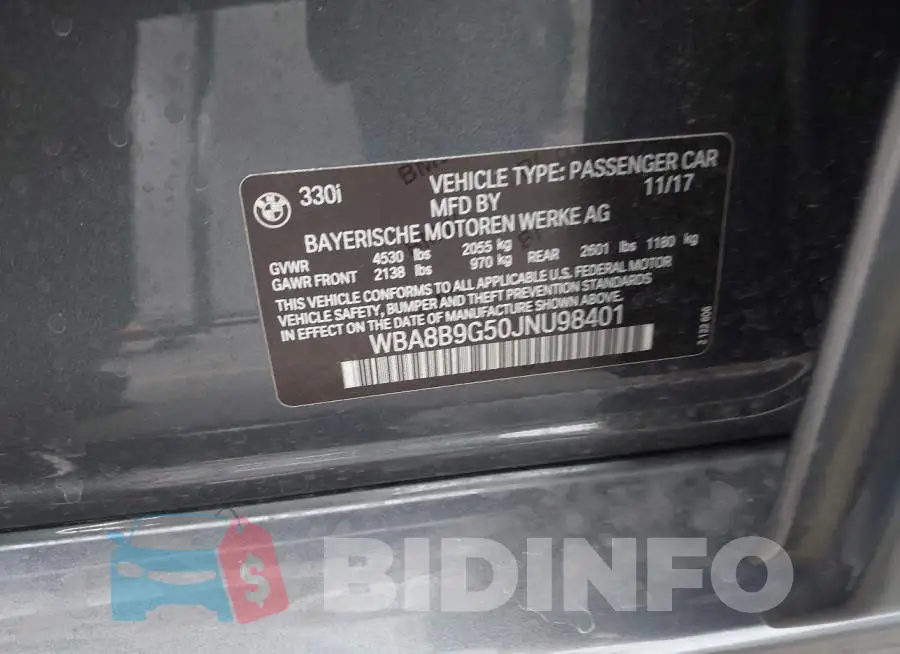 WBA8B9G50JNU98401 Photo# 9