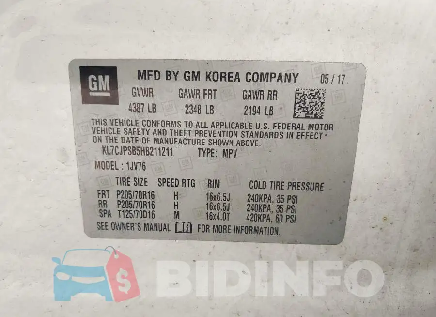 KL7CJPSB5HB211211 Photo# 9