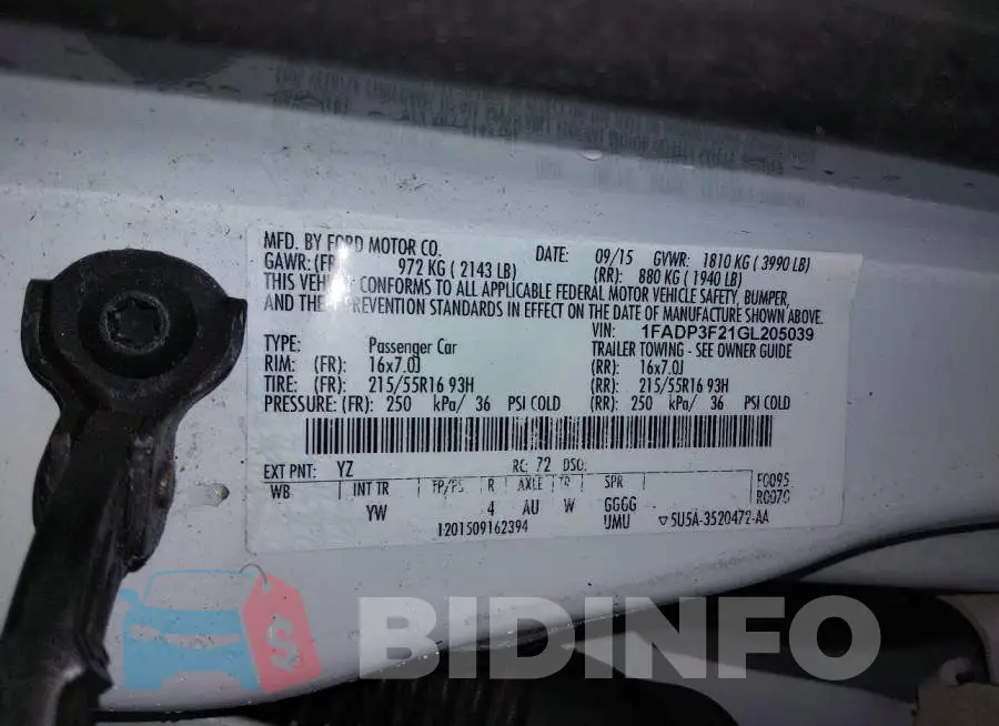1FADP3F21GL205039 Photo# 9