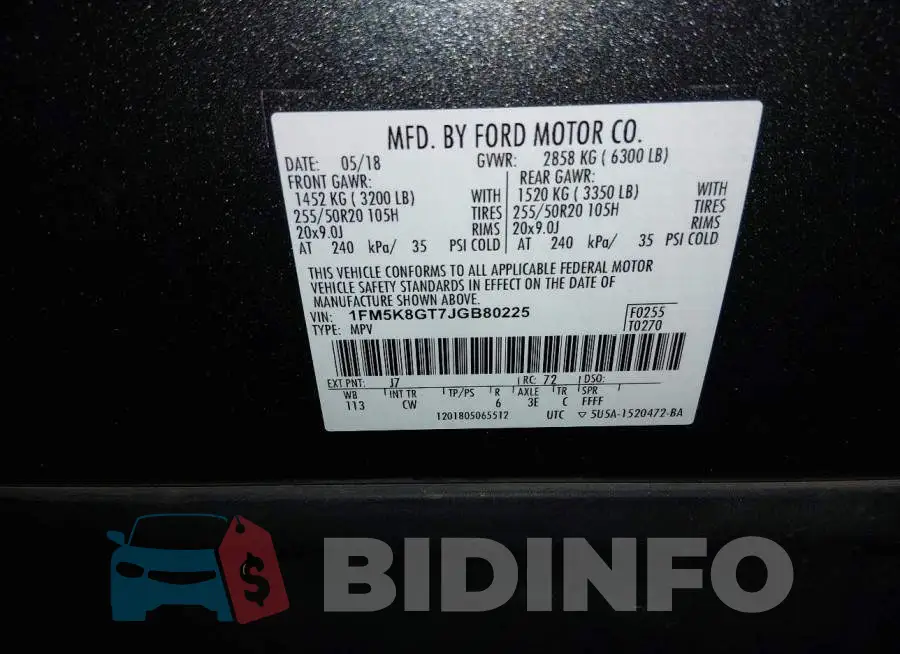 1FM5K8GT7JGB80225 Photo# 9
